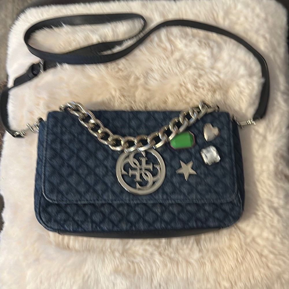 Guess G LUX quilted Denim bag,  like new condition